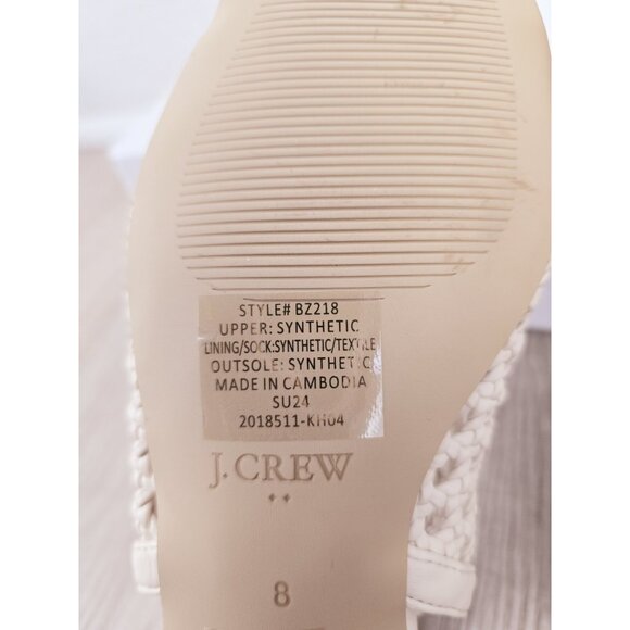 J. Crew Woven Ivory Slingback Flats 8 Buckle Old Money Cap Almond Toe Boho Shoes - Picture 8 of 11